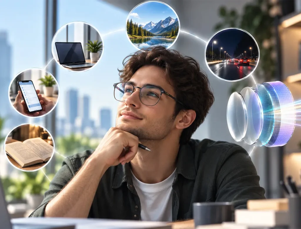 Anti-reflective lenses for clear everyday vision in different viewing situations by Smart Optik